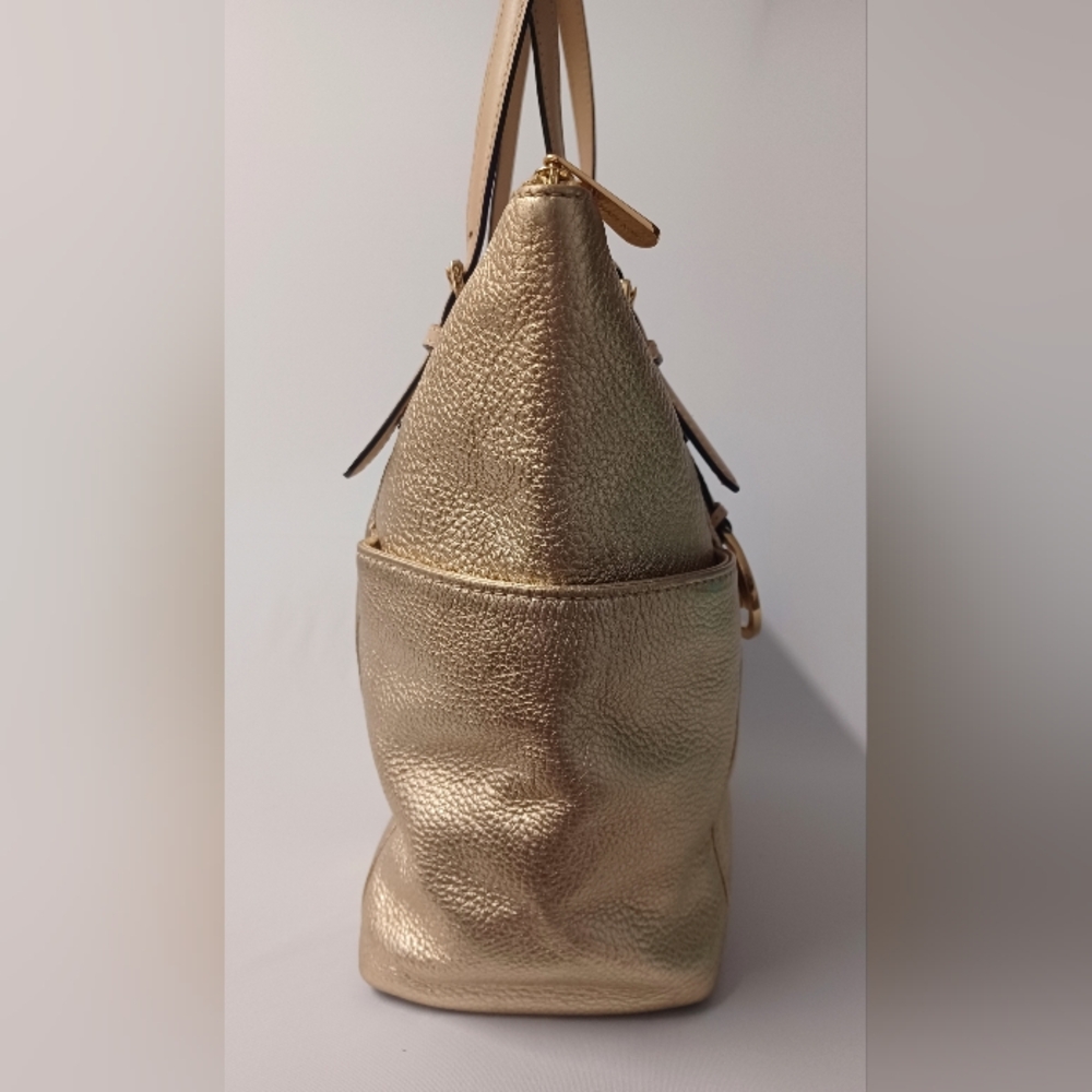 Michael Kors Gold Leather Jet Set Top Zip Tote EUC $343 Retail - Picture 6 of 15